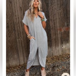 Three Bird Nest boho grey hooded dress